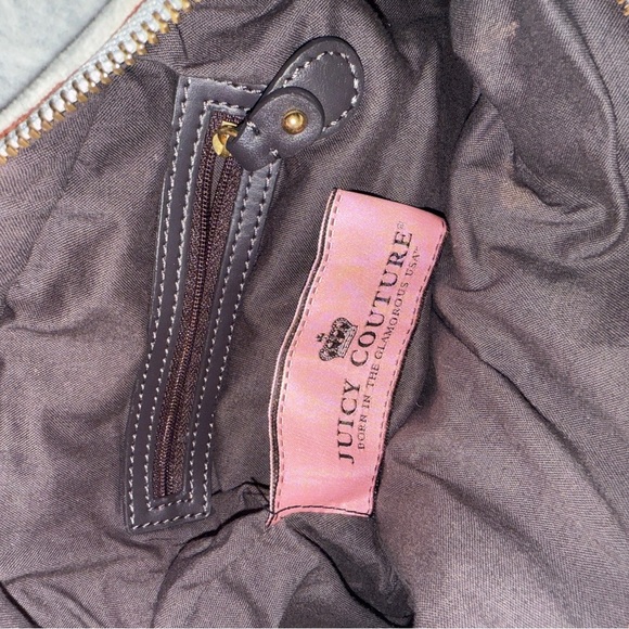 Juicy Couture Heart & Crown gray velour boxy tote satchel purse - Picture 7 of 7